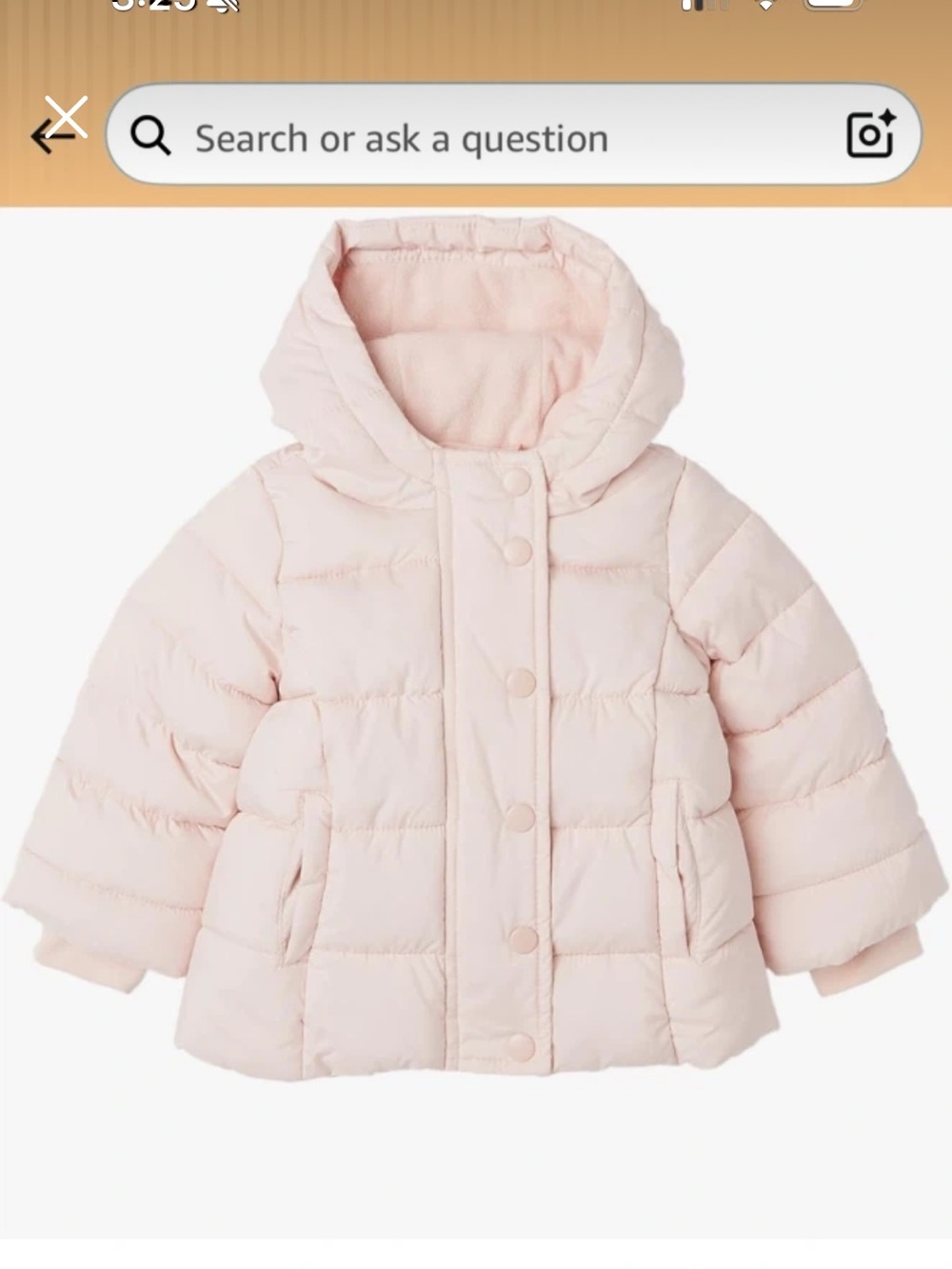 Amazon Essentials Girls' Pale Pink Quilted Puffer Jacket with Fleece Lining